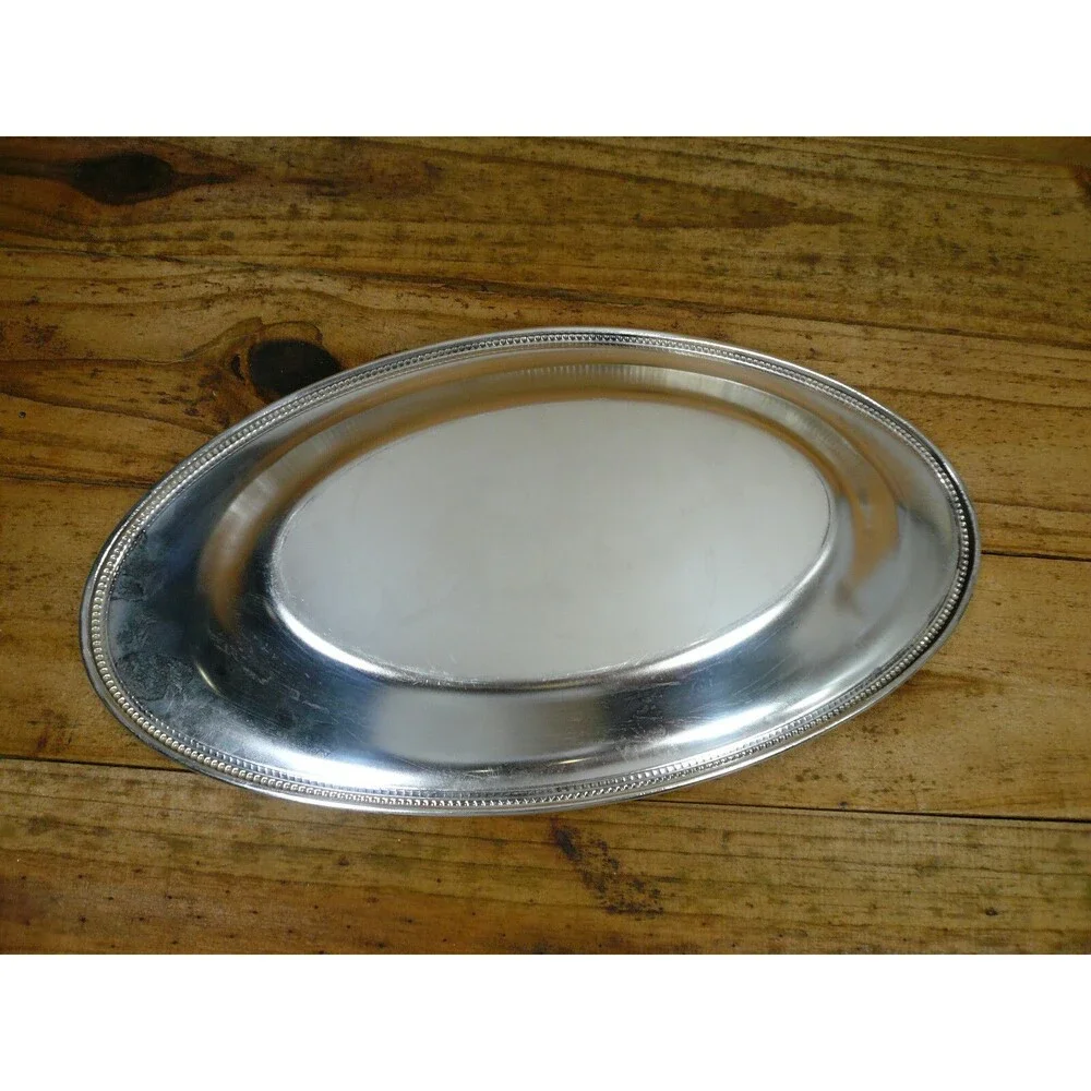 Oneida Beaded Bread Tray Silver Plate 13 1/2